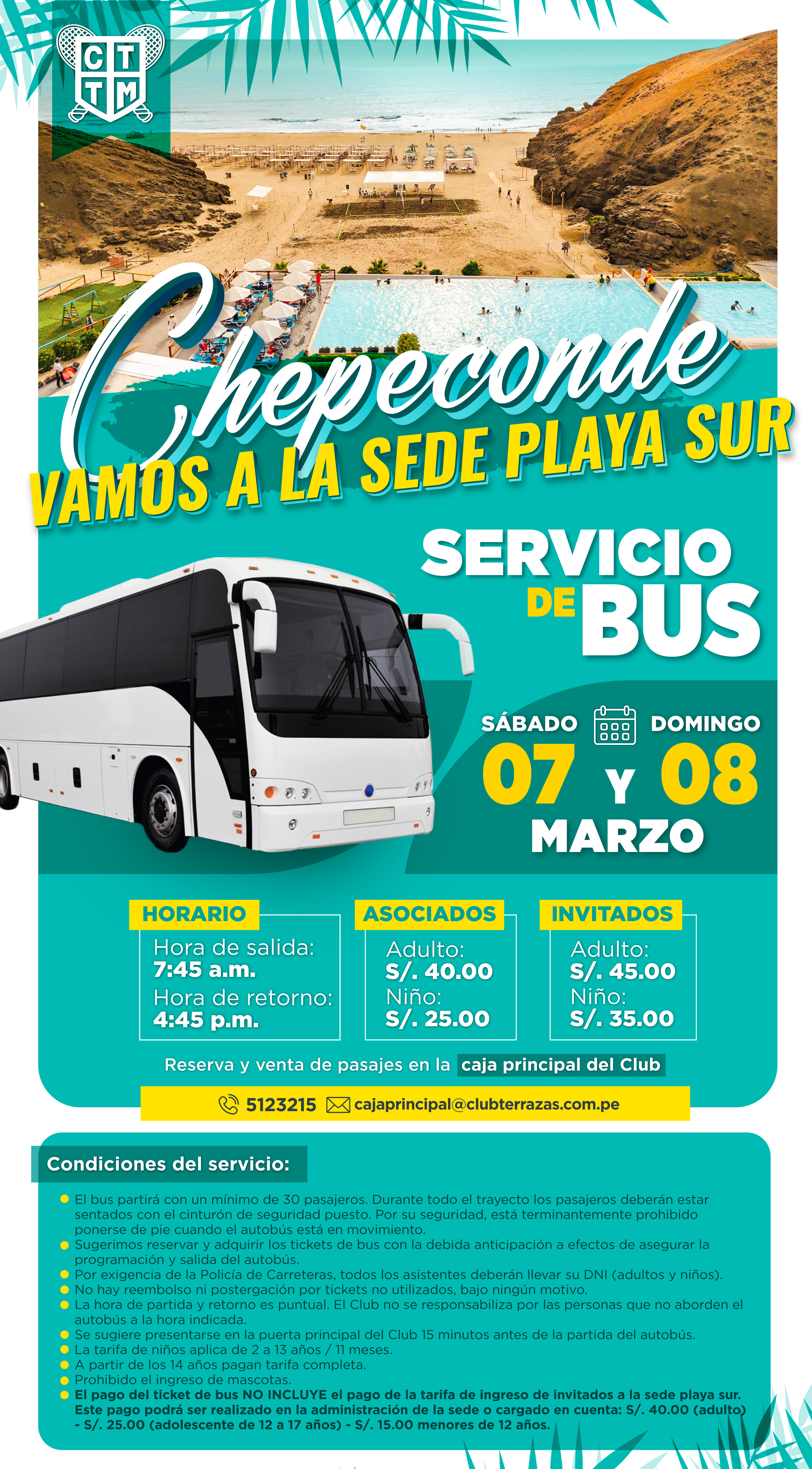 🚌 SERVICIO DE BUS A SEDE CHEPECONDE 🏖️☀️