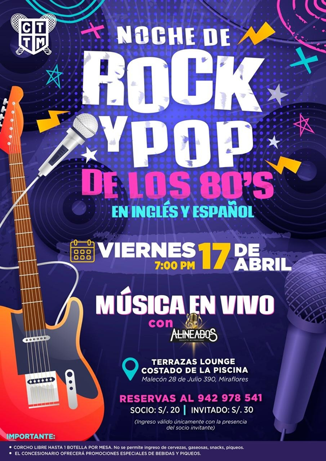 🎸🔥 TERRAZAS LOUNGE: NOCHE ROCK & POP DE LOS 80’s 🎤✨