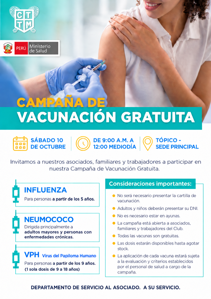 💉 CAMPAÑA DE VACUNACIÓN GRATUITA – SÁBADO 10 DE OCTUBRE