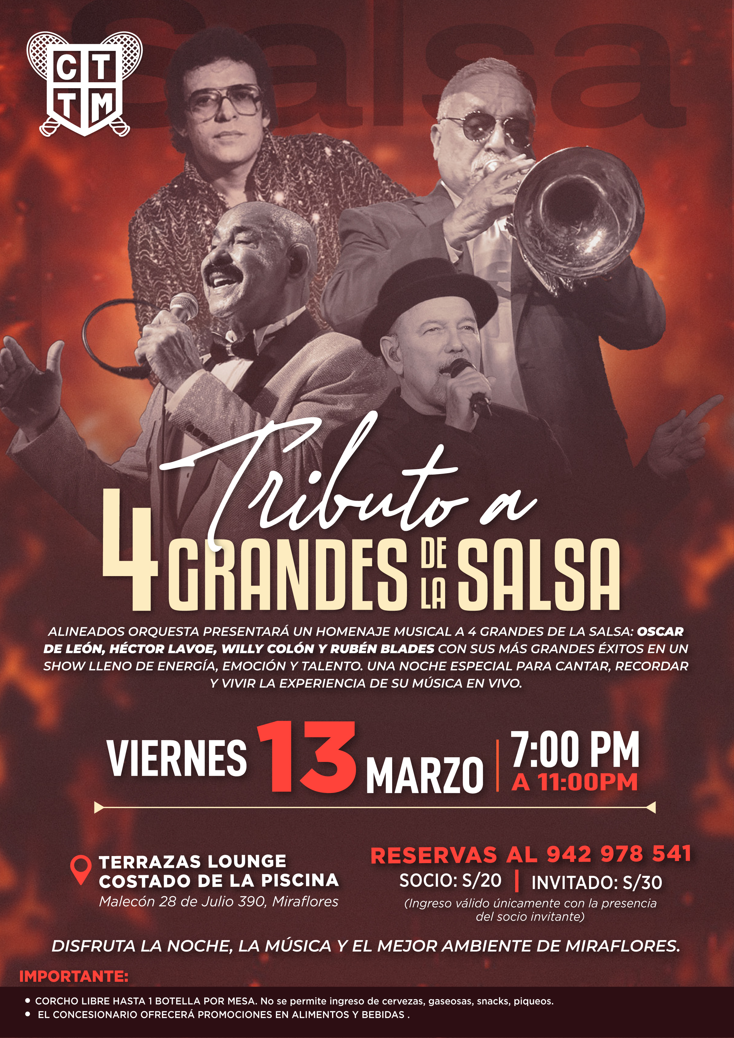 🍸🎤 TERRAZAS LOUNGE: TRIBUTO A 4 GRANDES DE LA SALSA 🎶✨
